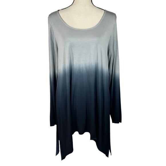 Torrid SZ 1 (1X-Large) Tunic Top Ombre Long Sleeve Scoop Neck Shark Bite Hem - Picture 1 of 8